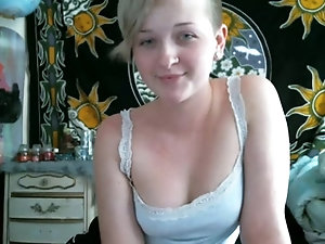Blond legal age teenager masturbates with her sextoy